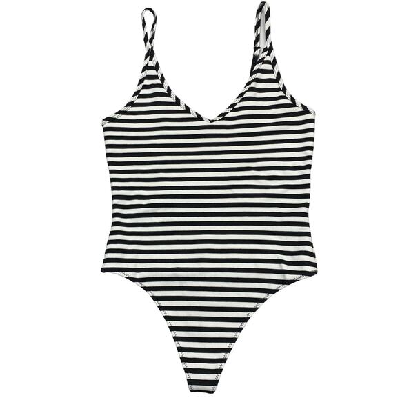 SUNDAY BEST Aritzia Annie Striped Thong Bodysuit Sz Small - Picture 6 of 8